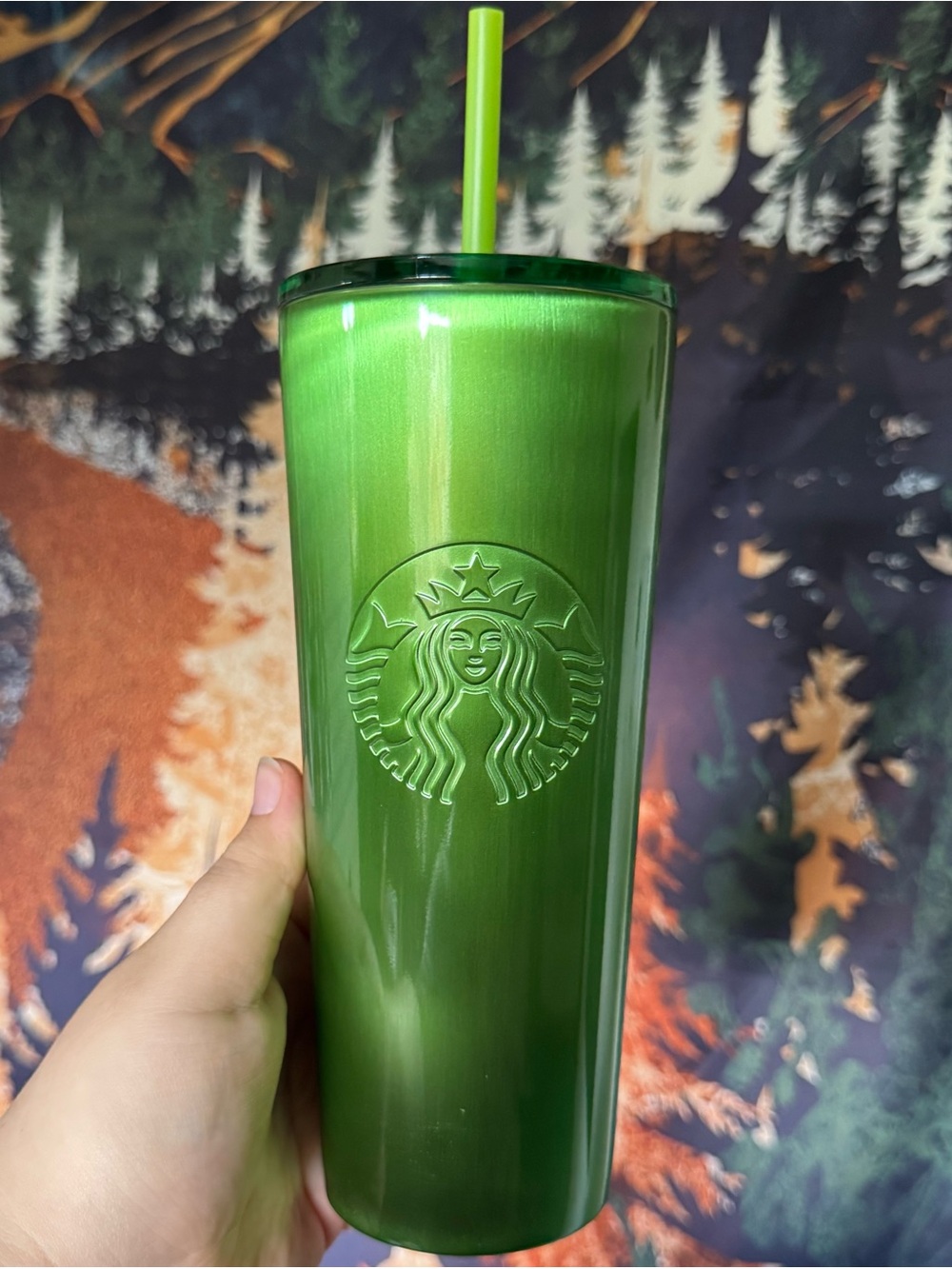 Starbucks Holiday Green Cat Eye/Shifting Venti 24oz Cold Cup Tumbler